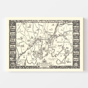 Vintage Map of Greenwich, Connecticut 1939