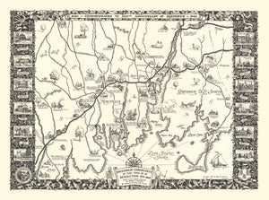 Vintage Map of Greenwich, Connecticut 1939