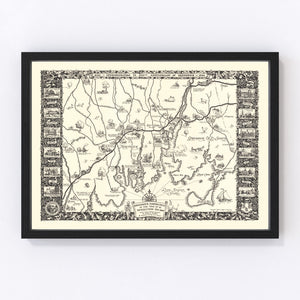 Vintage Map of Greenwich, Connecticut 1939