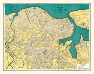 Vintage Map of Havana, Cuba 1945