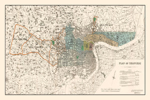 Vintage Map of Shanghai, China 1928