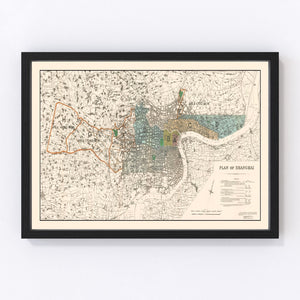 Vintage Map of Shanghai, China 1928