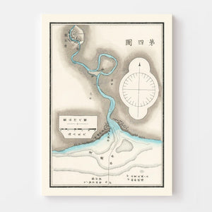 Vintage Map of Bangkok, Thailand 1875