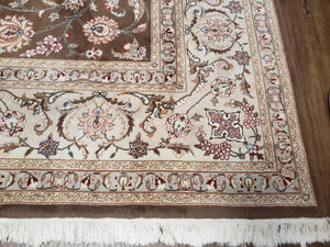 Vintage Pak-Persian Area Rug 9x12, Wool Hand-Knotted Spice Brown & Ivory Traditional Fine Oriental Carpet, Pakistani Carpet, 9 x 12 Fine Rug