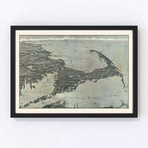 Vintage Cape Cod Birds Eye View Map 1915