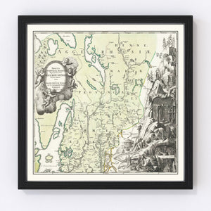 Vintage Akershus, Norway Map 1729