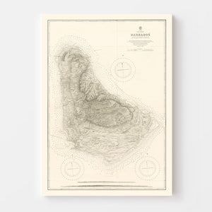 Vintage Barbados Nautical Map 1927