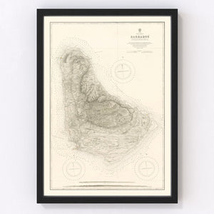 Vintage Barbados Nautical Map 1927