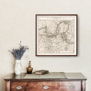 Vintage Map of Pamplona, Spain 1719