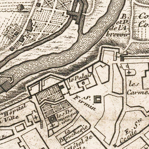 Vintage Map of Pamplona, Spain 1719