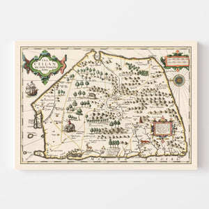 Vintage Map of Sri Lanka 1623