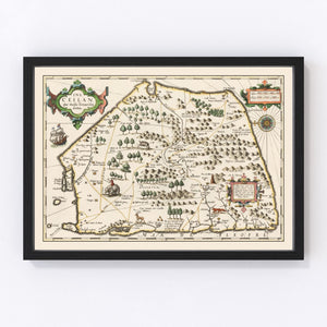 Vintage Map of Sri Lanka 1623