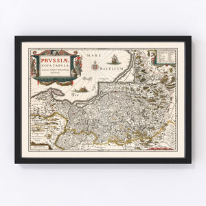 Vintage Map of Prussia 1635