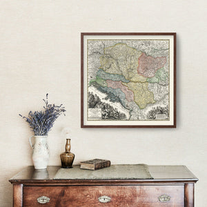 Vintage Map of Hungary 1725