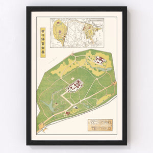 Vintage Meiji Shrine Tokyo Map 1930
