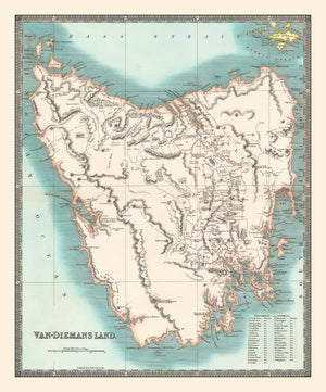 Vintage Map of Tasmania 1831