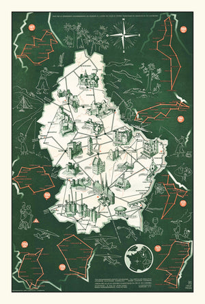 Vintage Map of Luxembourg 1935