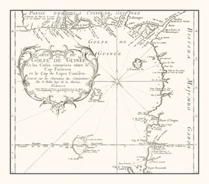 Vintage Gulf of Guinea Map 1754