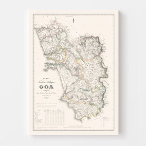 Vintage Goa, India Map 1878