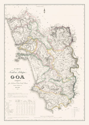 Vintage Goa, India Map 1878