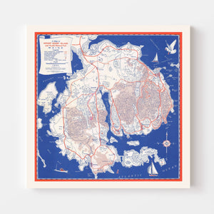 Vintage Mount Desert Island Map 1950