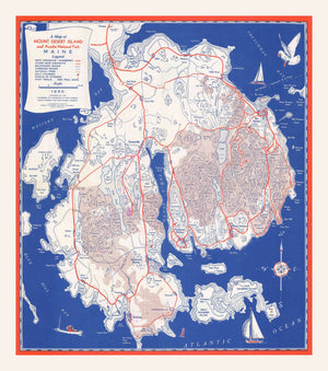 Vintage Mount Desert Island Map 1950