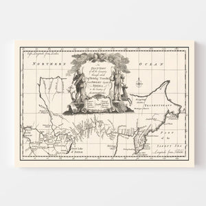 Vintage Map of Siberia 1744