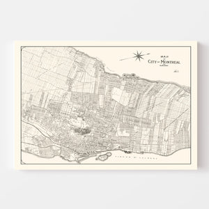Vintage Map of Montreal, Canada 1920
