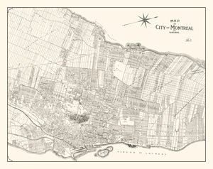 Vintage Map of Montreal, Canada 1920