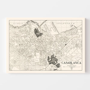 Vintage Map of Casablanca, Morocco 1941