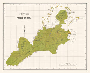 Vintage Parque da Pena Sintra Portugal Map 1912