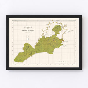 Vintage Parque da Pena Sintra Portugal Map 1912