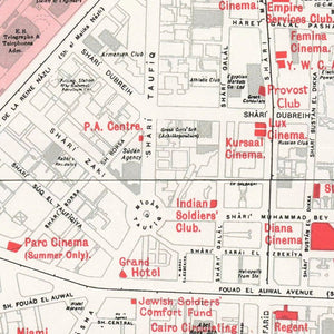 Vintage Map of Cairo, Egypt 1945