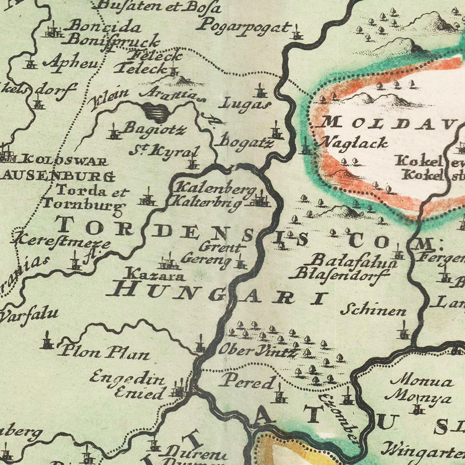 Vintage Romania Map 1716