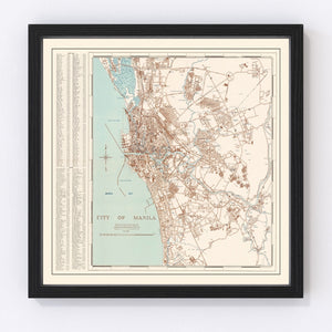 Vintage Map of Manila, Philippines 1945