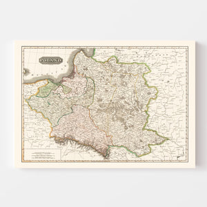 Vintage Map of Poland 1814