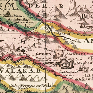 Vintage Source of the Nile, Ethiopia Map 1683