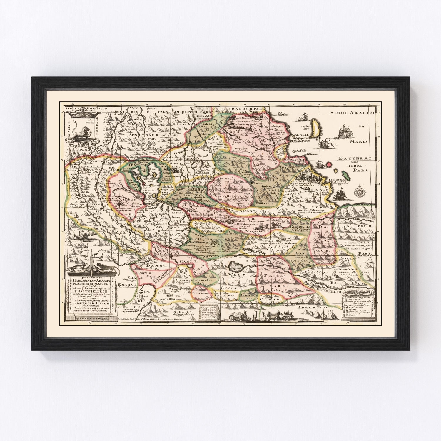 Vintage Source of the Nile, Ethiopia Map 1683
