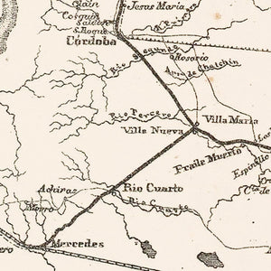 Vintage Map of Argentina 1876