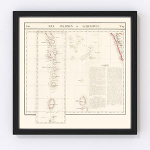 Vintage Maldive Archipelago Map 1827