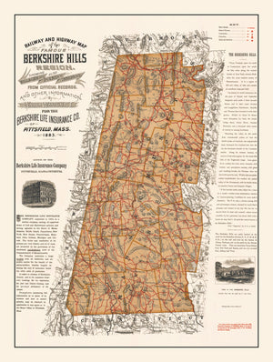 Vintage Map of the Berkshires 1896