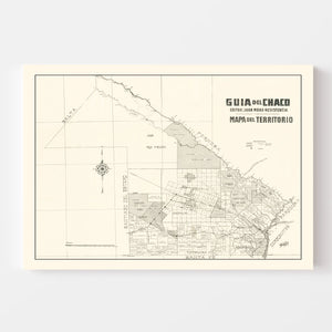 Vintage Chaco Province, Argentina Map 1920