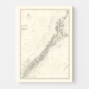 Vintage Palawan Island Map 1938