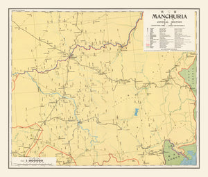 Vintage Central Manchuria Map 1933