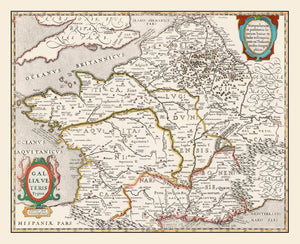 Vintage Ancient Gaul Map 1662
