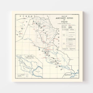 Vintage Map of the Ancient Sites of Iraq 1929