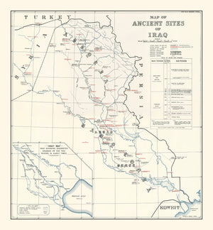 Vintage Map of the Ancient Sites of Iraq 1929