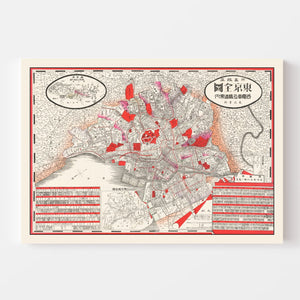 Vintage Map of Tokyo, Japan 1908