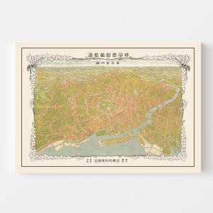Vintage Map of Tokyo, Japan 1926