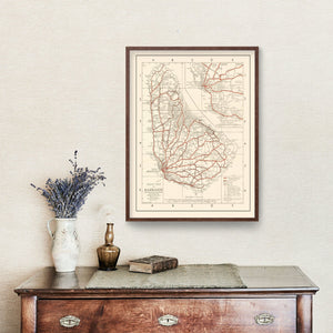 Vintage Map of Barbados 1956